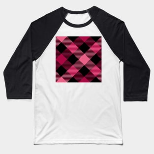 Tartan - Hot Pink and Black Baseball T-Shirt